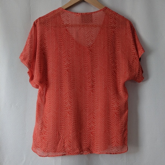 Anthropologie Maeve Orange Sheer 100% Silk Top - Picture 3 of 5
